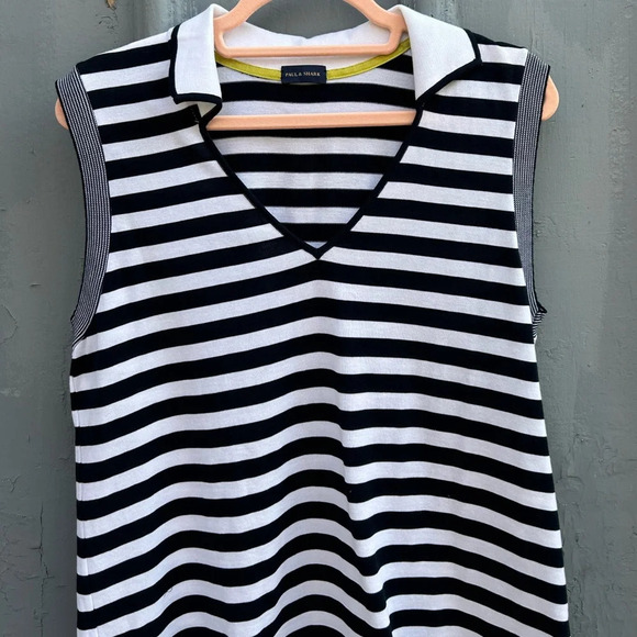 Paul & Shark Sleeveless Striped Knit Cotton Collared Polo Shirt, size XL - Picture 3 of 10